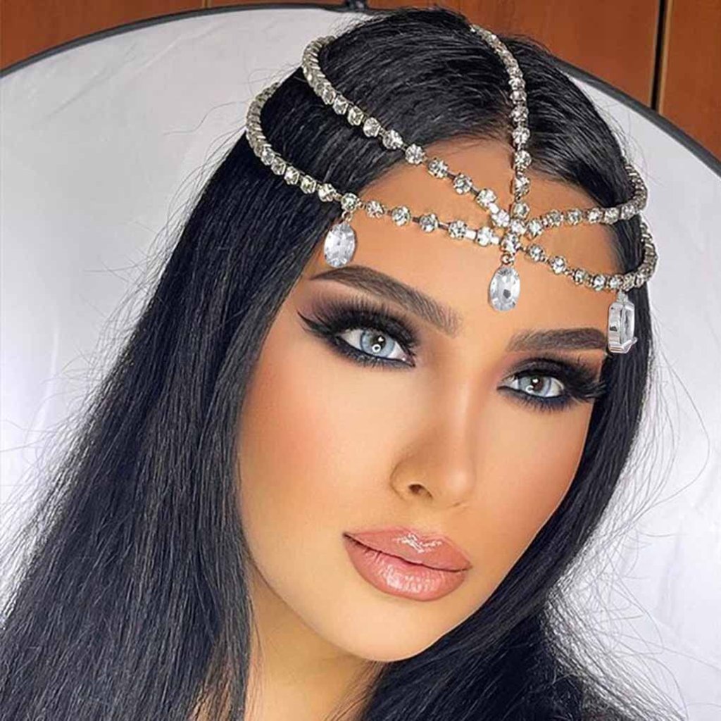 Layered Head Chain Rhinestone Head Jewelry Sparkly Bridal Headpieces Sparkle Cry
